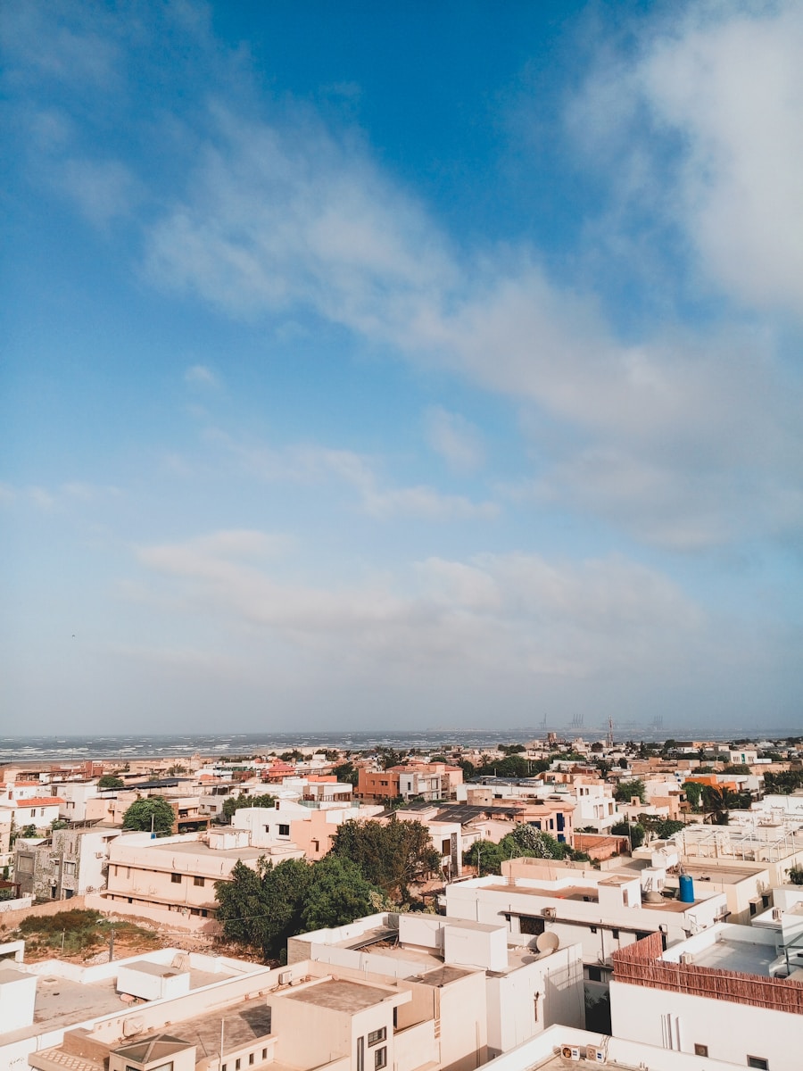 A view of a city from the top of a building